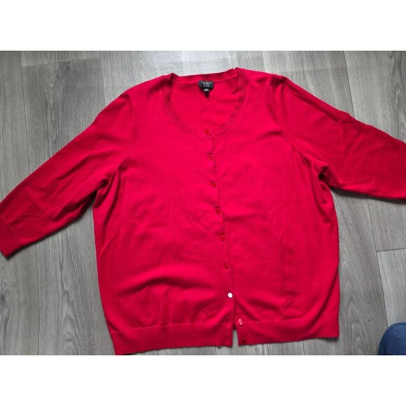 Talbots Womens Petites Red Pima Cotton Button-Front Cardigan Sweater 2XP - Picture 3 of 6